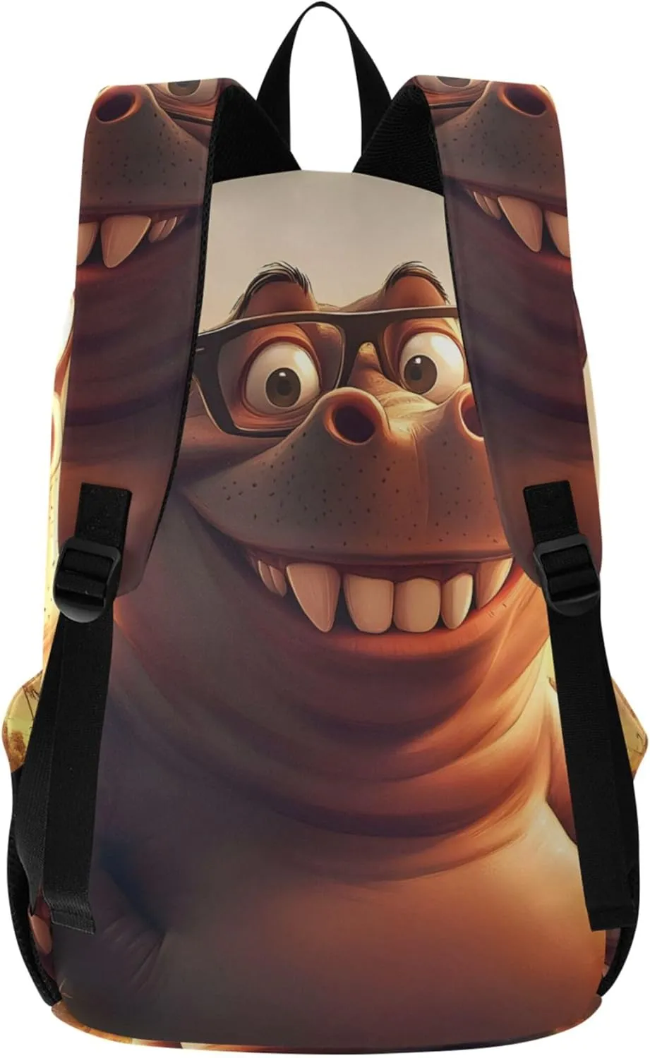 Womens Casual Backpack Daypack Cartoon Hippo Animal Print Funny Daypack School Backpack for Teens