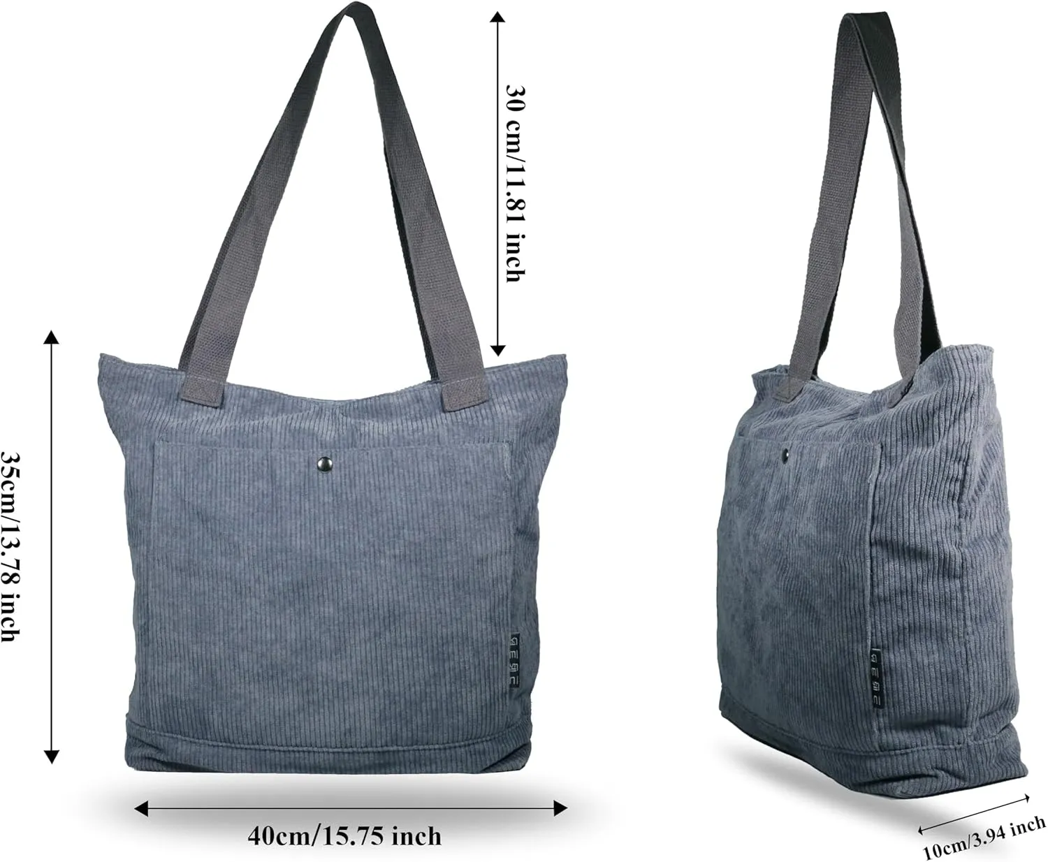 Women's Corduroy Tote Bag Zipper Tote's Handbag Retro Large Hobo Crossbody Handbag Casual Tote Shoulder Bag Gifts