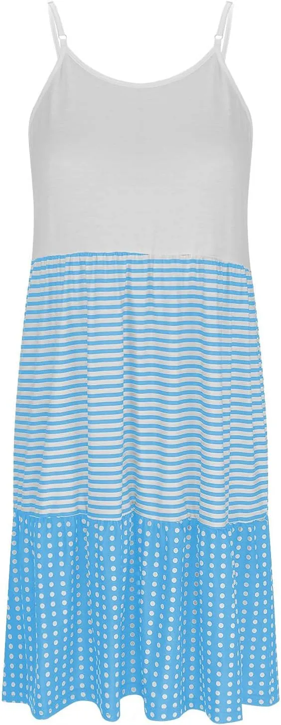 Womens Dress Spaghetti Strap Swing Sleeveless Layered Flowy Going Out Dress Summer Loose Fit Beach Vacation Sundress