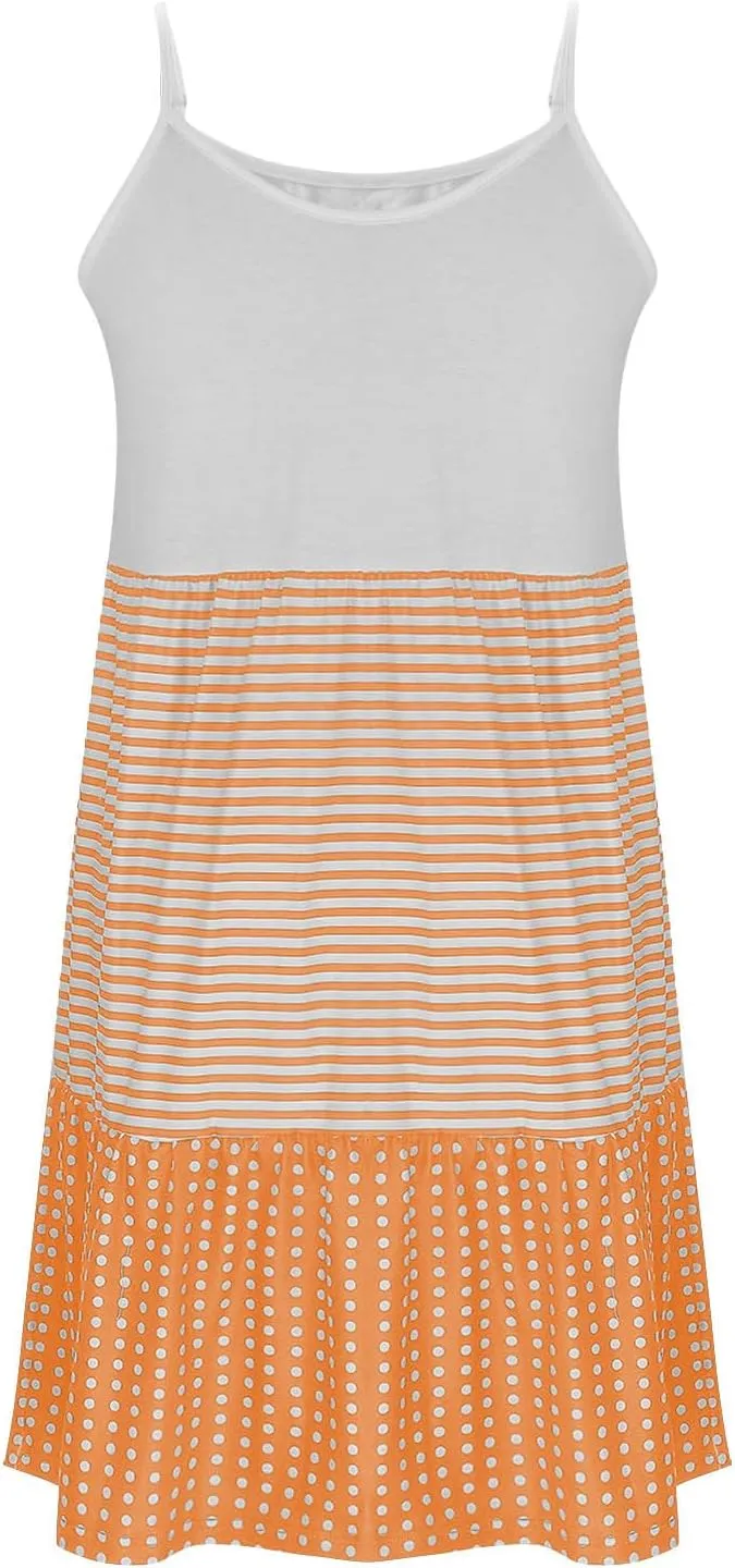 Womens Dress Spaghetti Strap Swing Sleeveless Layered Flowy Going Out Dress Summer Loose Fit Beach Vacation Sundress