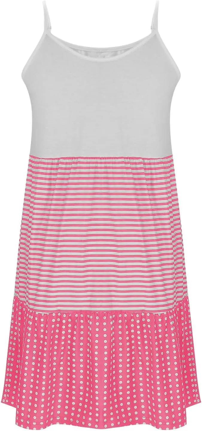 Womens Dress Spaghetti Strap Swing Sleeveless Layered Flowy Going Out Dress Summer Loose Fit Beach Vacation Sundress