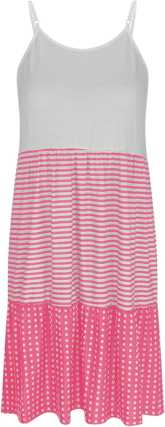 Womens Dress Spaghetti Strap Swing Sleeveless Layered Flowy Going Out Dress Summer Loose Fit Beach Vacation Sundress