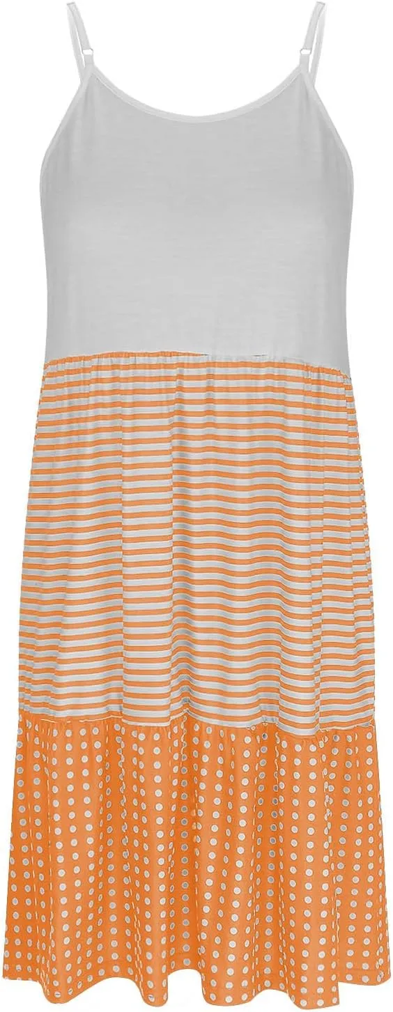 Womens Dress Spaghetti Strap Swing Sleeveless Layered Flowy Going Out Dress Summer Loose Fit Beach Vacation Sundress