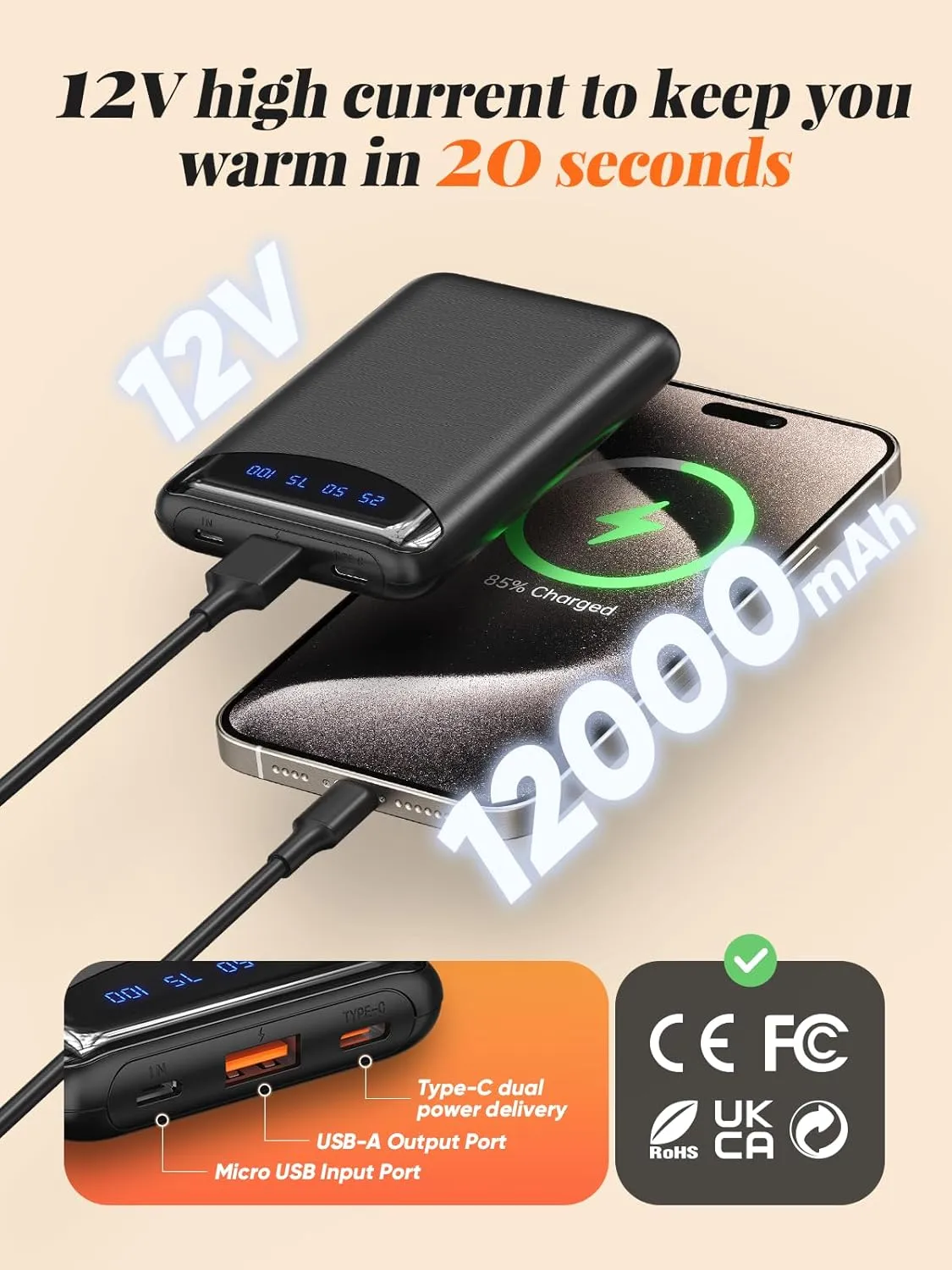 Womens Heated Vest with 12000mAh Battery - Three Heating Settings, App Controllable