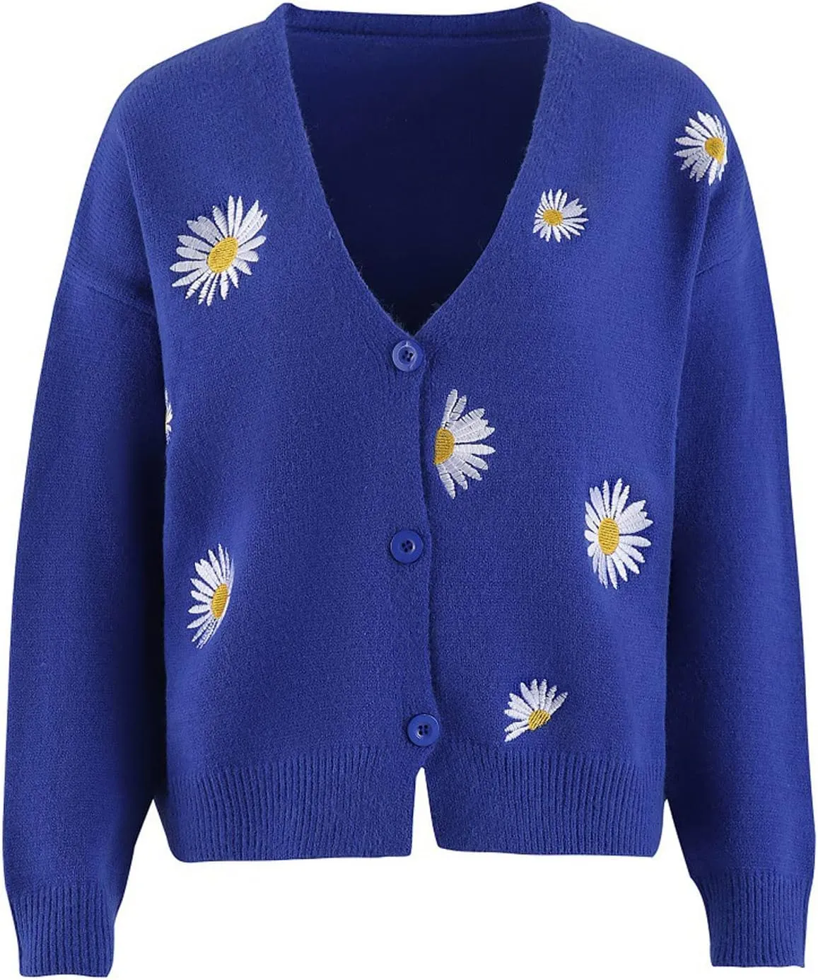 Women’s Knit Loose Cardigan Open Front Button Down Casual Knit Sweaters Fall Loose V Neck Crop Bolero