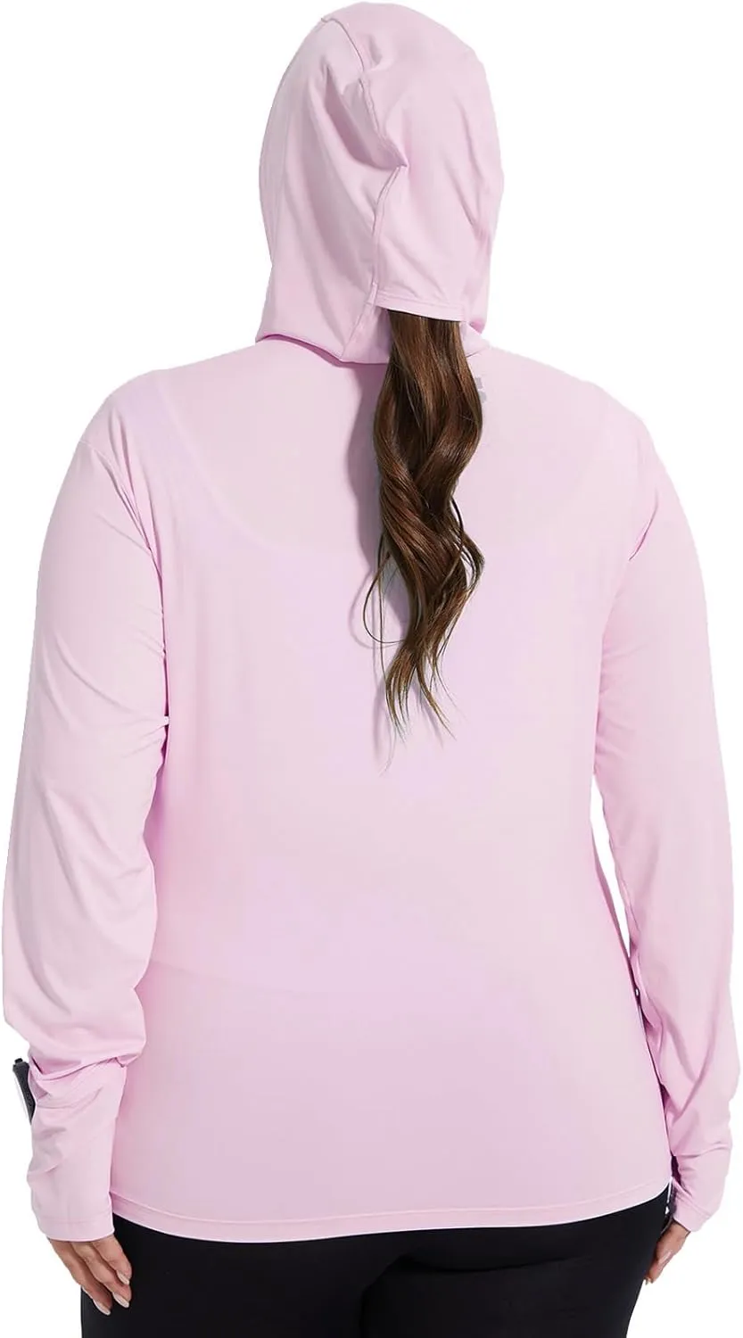Womens Plus Size Lightweight Sun Protection Jacket SPF Hoodie UPF 50  Full Zip Cooling Summer with Thumb Hole