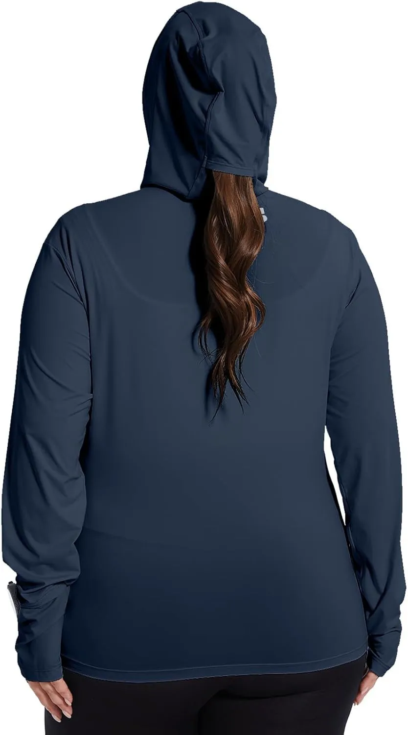 Womens Plus Size Lightweight Sun Protection Jacket SPF Hoodie UPF 50  Full Zip Cooling Summer with Thumb Hole