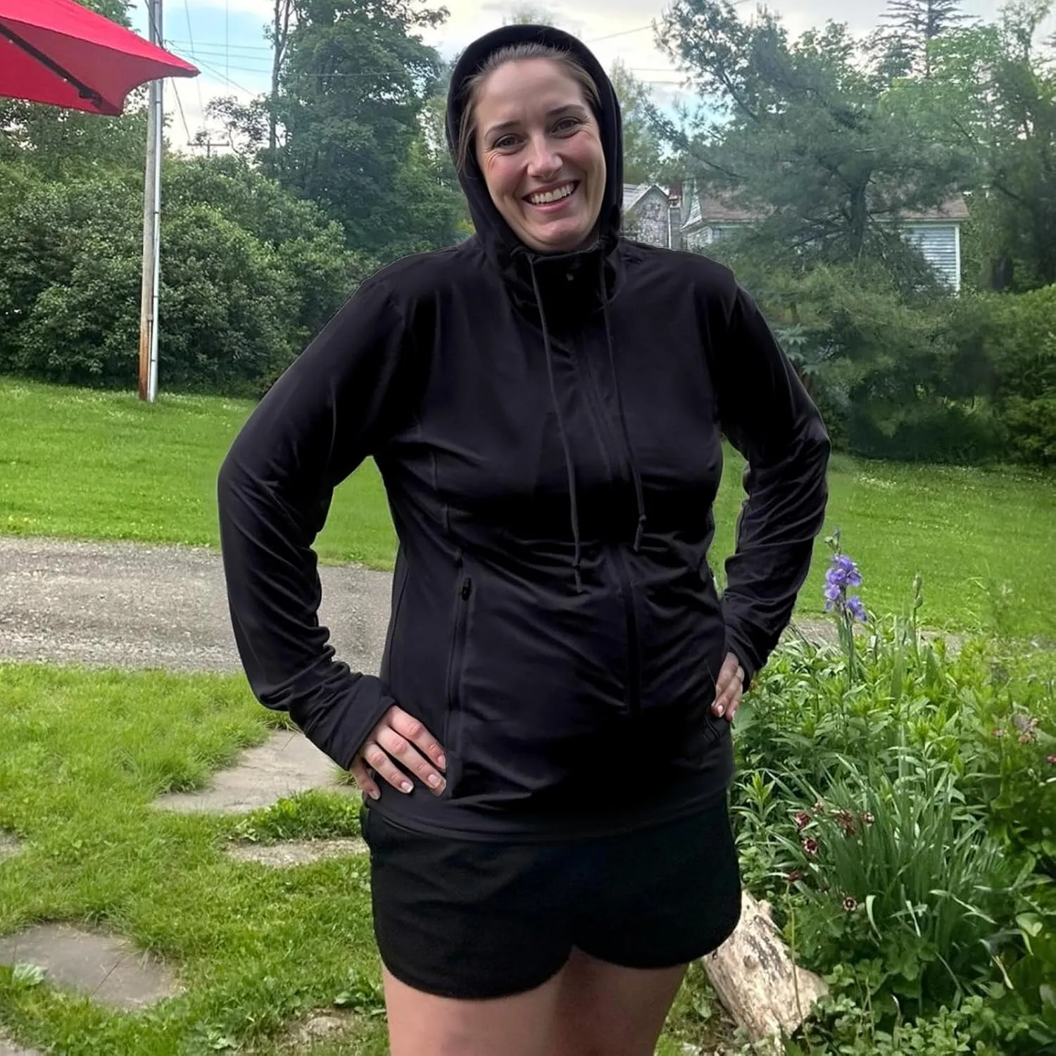 Womens Plus Size Lightweight Sun Protection Jacket SPF Hoodie UPF 50  Full Zip Cooling Summer with Thumb Hole