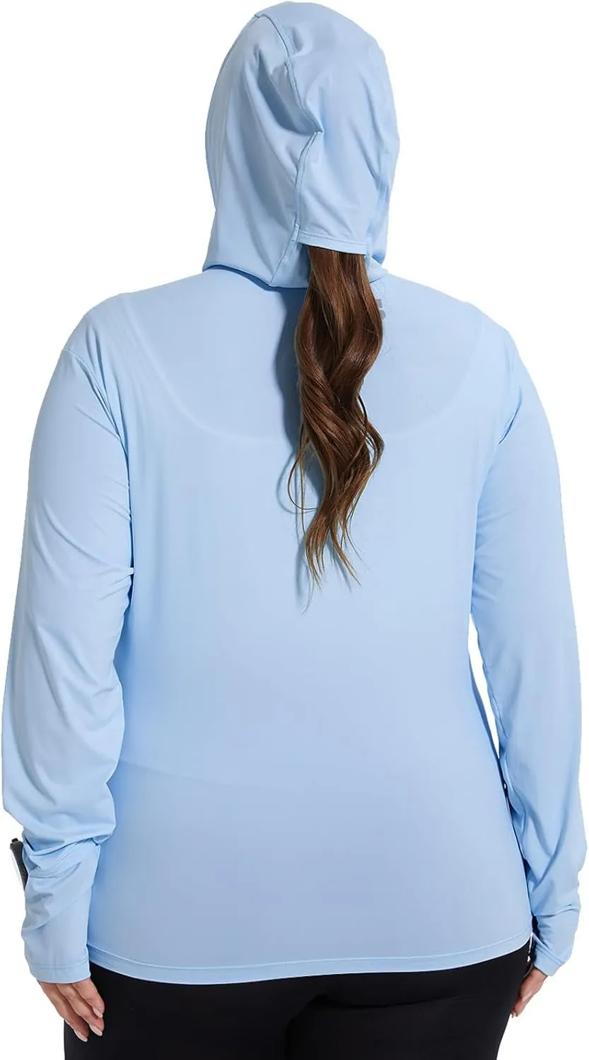 Womens Plus Size Lightweight Sun Protection Jacket SPF Hoodie UPF 50  Full Zip Cooling Summer with Thumb Hole