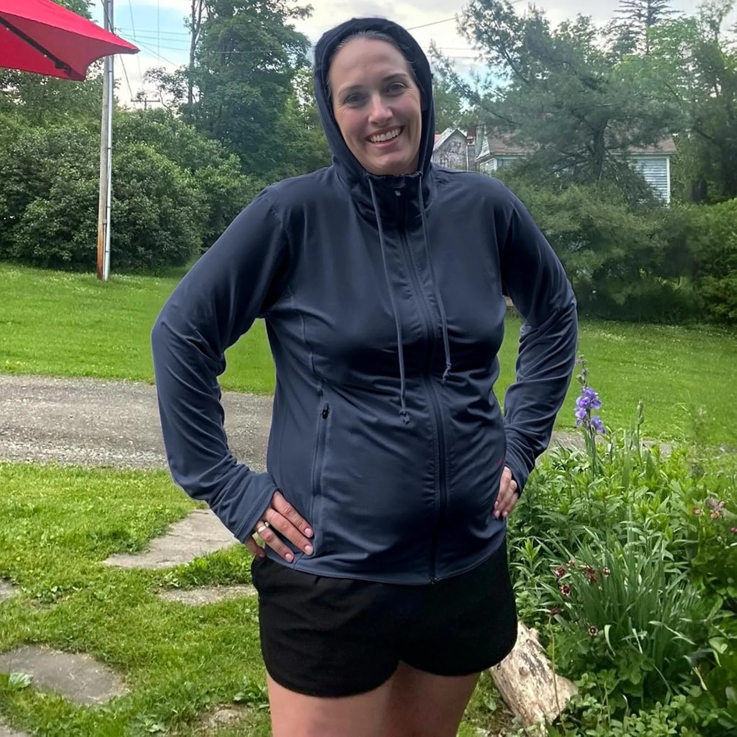 Womens Plus Size Lightweight Sun Protection Jacket SPF Hoodie UPF 50  Full Zip Cooling Summer with Thumb Hole