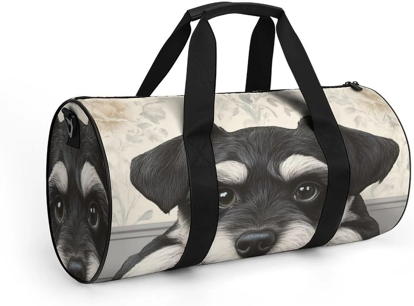 Womens Sports Gym Tote Bag Waterproof Weekender Overnight Handbag Schnauzer Cute Dog Duffel Bag for Yoga Sport Travel