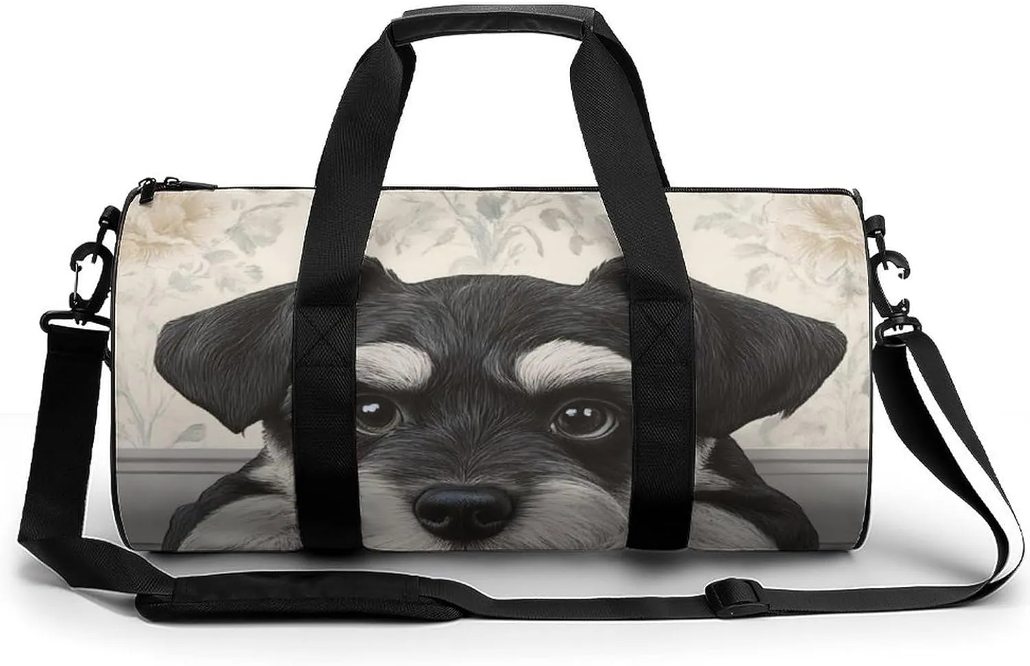 Womens Sports Gym Tote Bag Waterproof Weekender Overnight Handbag Schnauzer Cute Dog Duffel Bag for Yoga Sport Travel