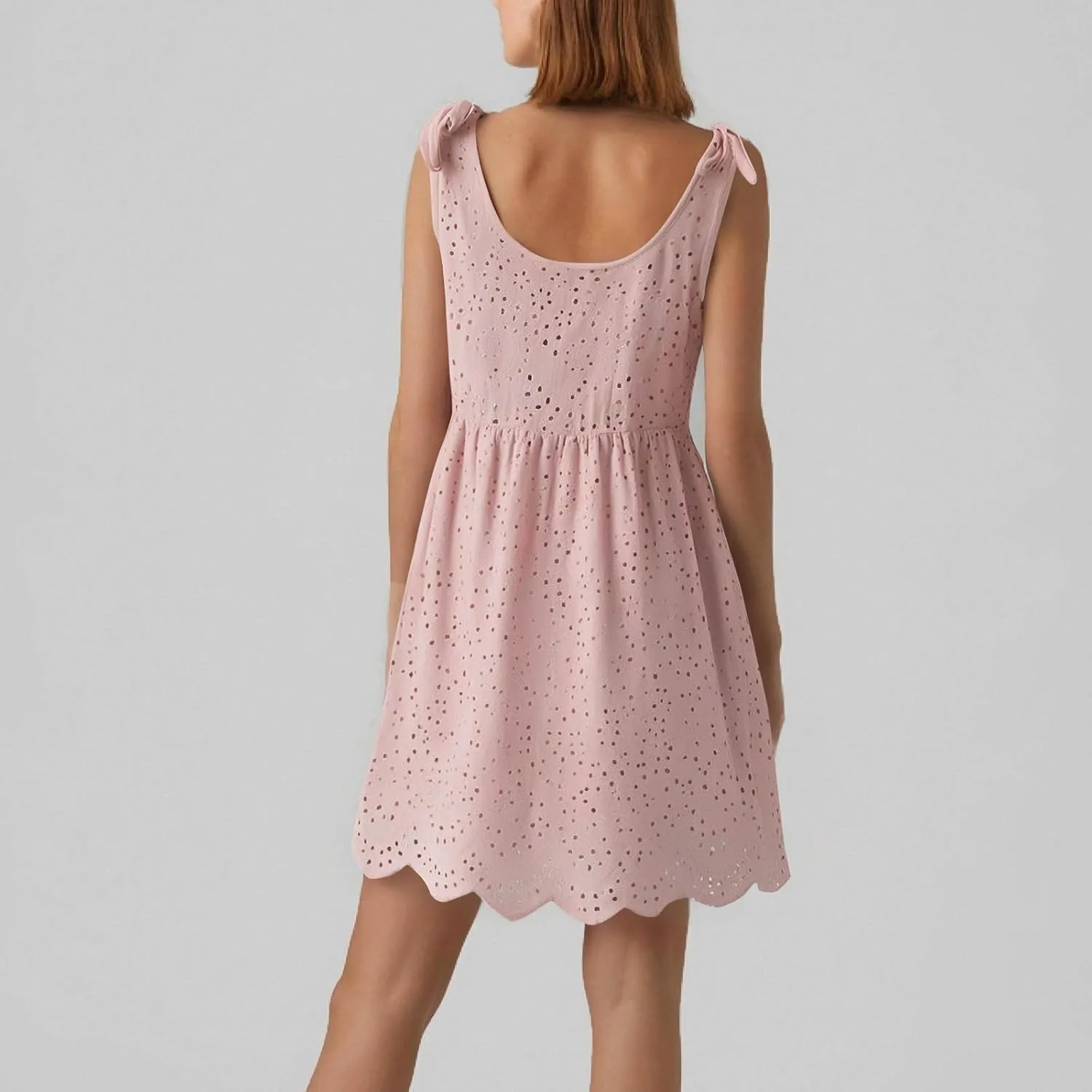 Womens Summer Dress Casual Sleeveless Spaghetti Strap Vacation Beach Dress Eyelet Short Sundresses Swimsuit Coverups