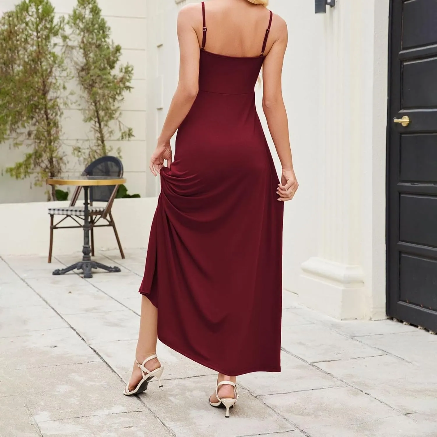 Women's Summer Dresses Dressy V Neck Spaghetti Strap Sundress Prom Club Evening Party Cocktail Flowy Maxi Dress