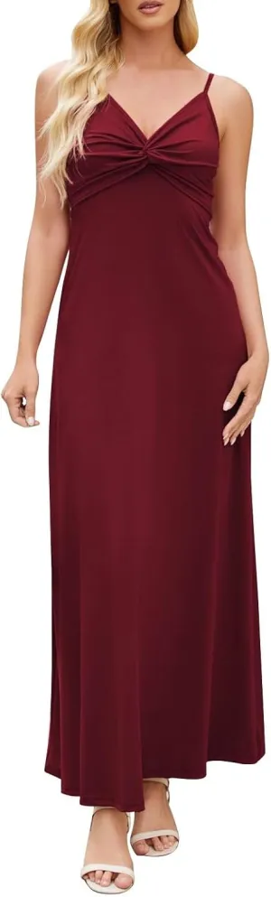 Women's Summer Dresses Dressy V Neck Spaghetti Strap Sundress Prom Club Evening Party Cocktail Flowy Maxi Dress