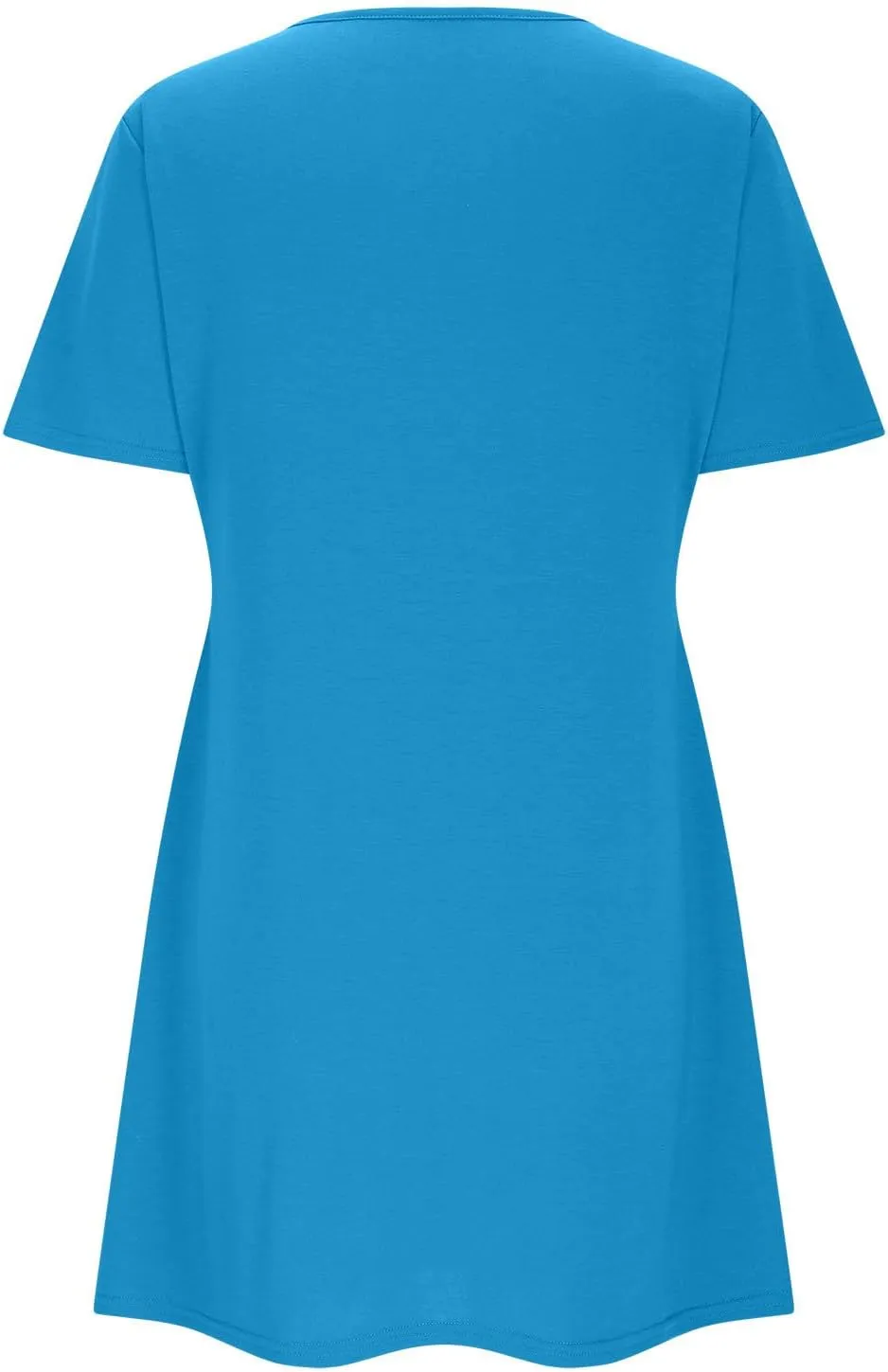 Women's Summer Short Sleeve Keyhole Neck Midi Dresses Casual Loose Fit Pleated T-Shirt Sundress Solid Beach Dress