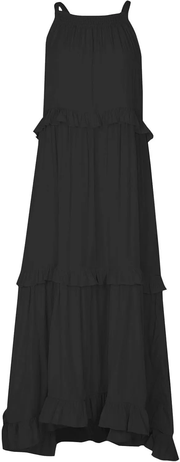 Women's Tank Dresses Cocktail Evening Party Sleeveless Sundress Flowy Swing Crewneck Ruffle Tiered Maxi Dresses