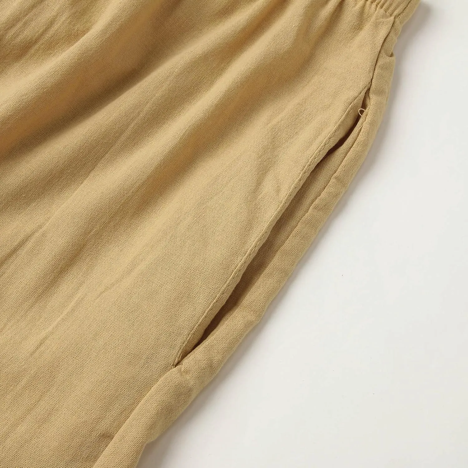 Womens Wide Leg Linen Pants Dressy Casual High Waisted Palazzo Pant Loose Cropped Trousers with Pocket