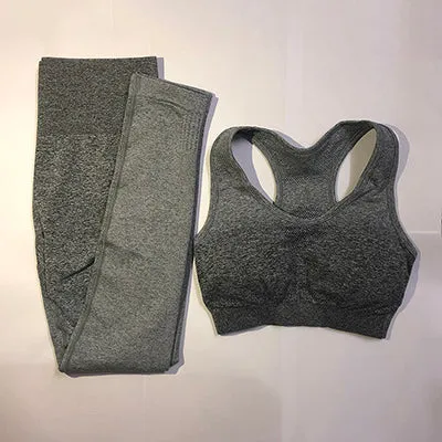 Women's Yoga Set Gym Clothing Ombre Seamless Leggings Sports Bra Workout Sports Suit Women Energy Fitness Sportswear Active Wear