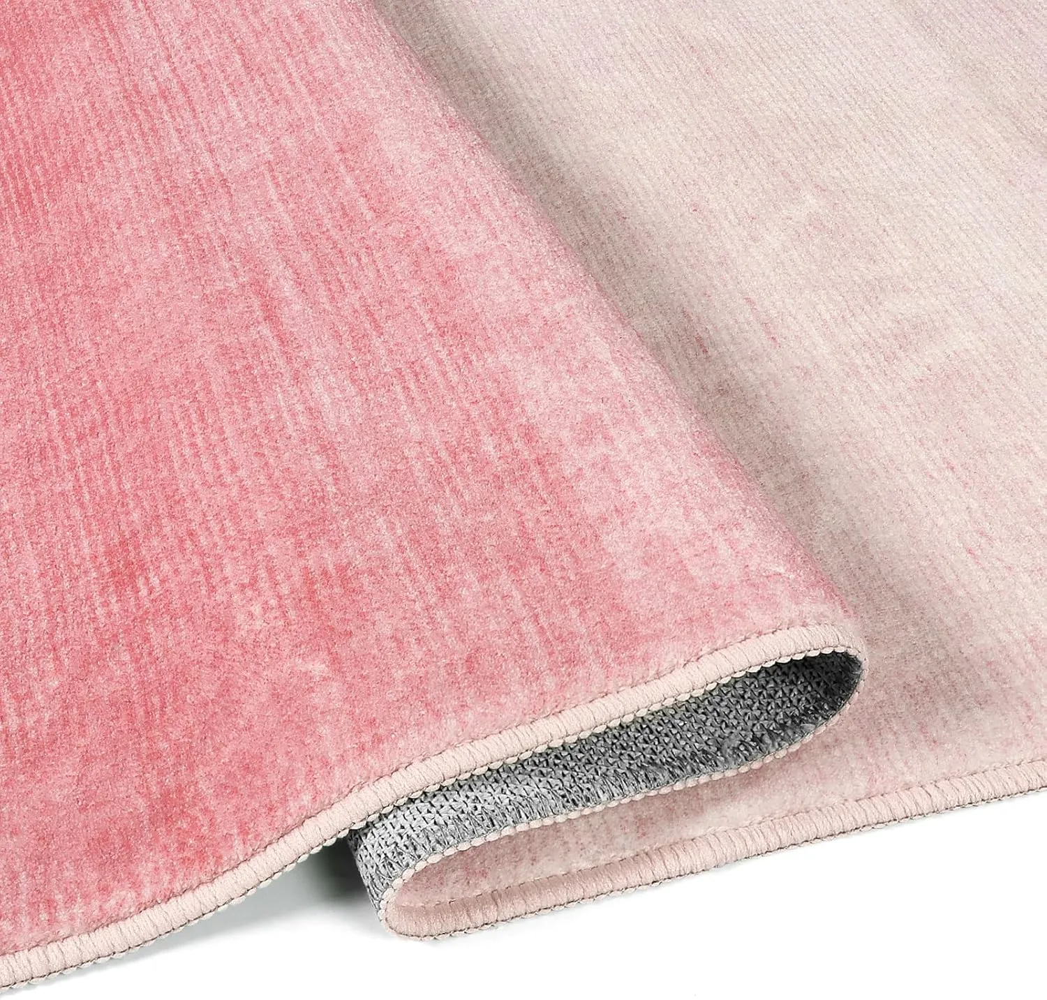 Wonnitar Washable 3x5 Area Rug, Pink Rugs for Girls Bedroom, Contemporary Ombre Nursery Soft Mat for Baby Girl, Modern Non-Skid Faux Wool Indoor Carpet for Bathroom Dorm Bedside (Pink,3'x5')