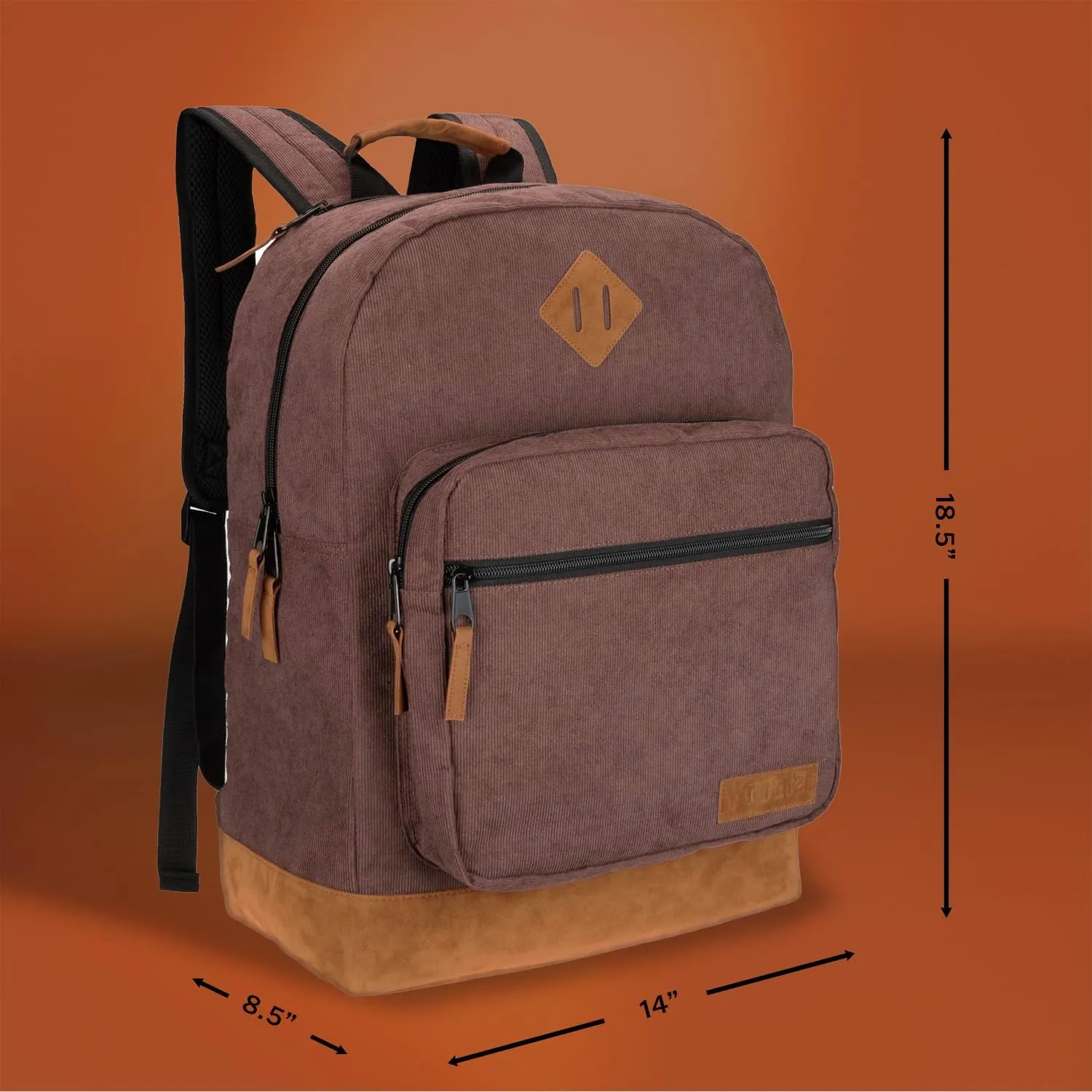 Wrangler Yellowstone Western-Style Backpack Coated Canvas Water Resistant Casual Daypack for Travel, Class, Everyday Use with Padded Laptop Notebook Sleeve (Brown Corduroy)