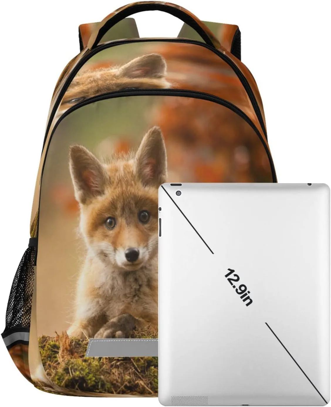xigua Cute Fox Print Travel Backpack for School Water Resistant Bookbag