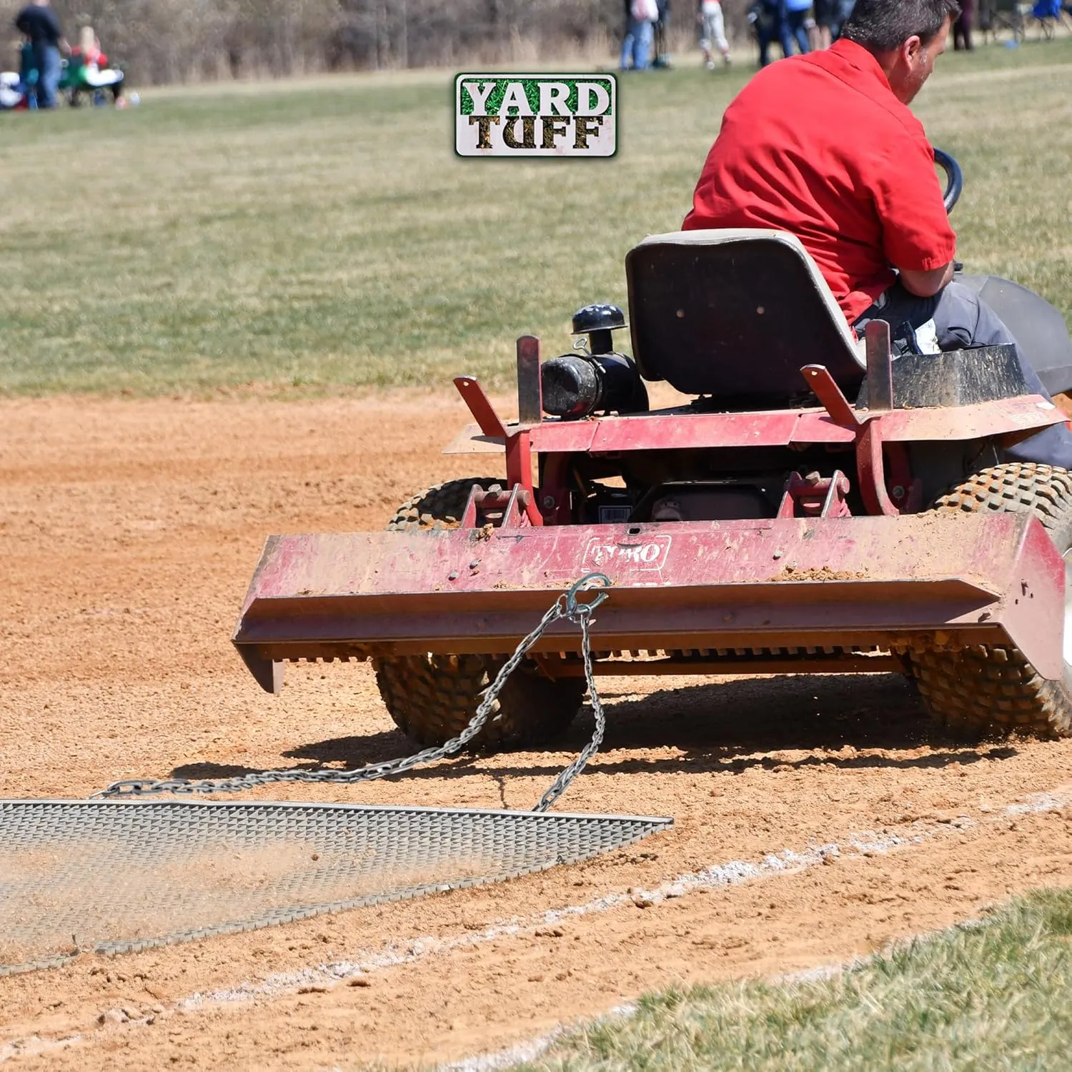 Yard Tuff Heavy Duty Durable Zinc and Steel Mesh Field Surface Leveling Field Drag Mat with Tow Chain and Tow Ring for Vehicle Assisted Pulling