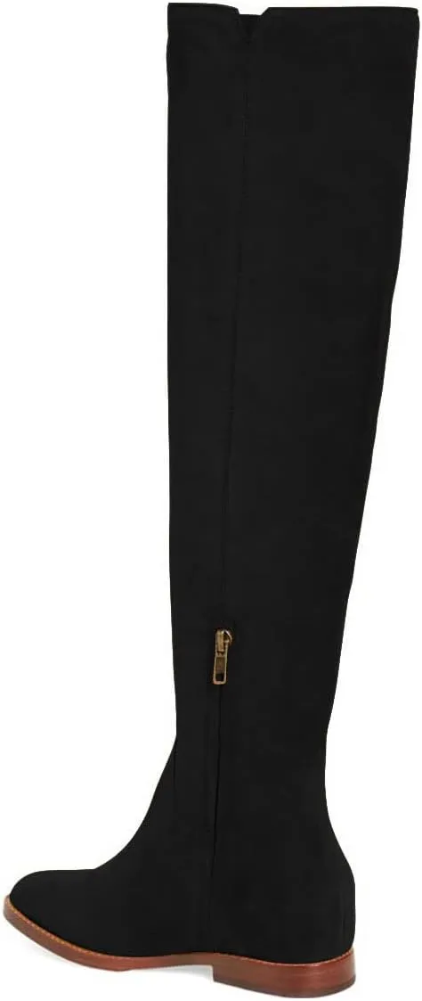YDN Women Round Toe Knee High Boots Comfy Flat Heel Riding Boots V Cut Side Zipper Casual Office Shoes Size 4-15 US