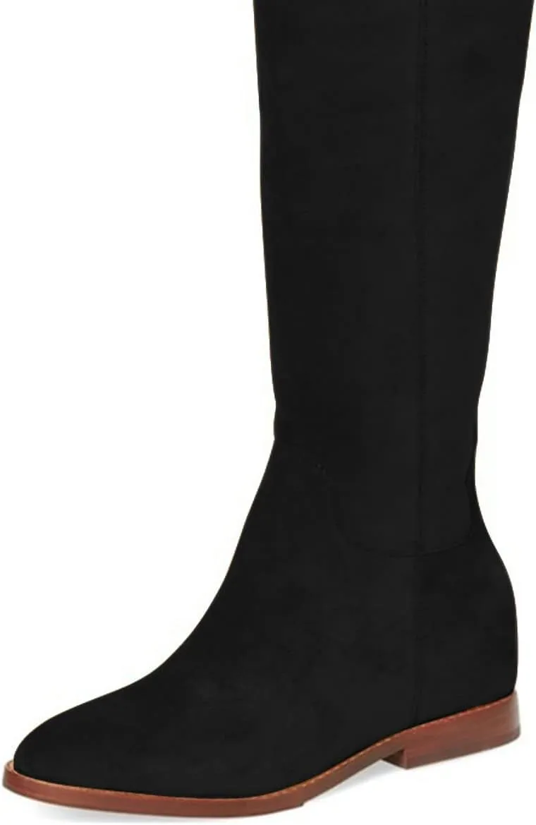 YDN Women Round Toe Knee High Boots Comfy Flat Heel Riding Boots V Cut Side Zipper Casual Office Shoes Size 4-15 US