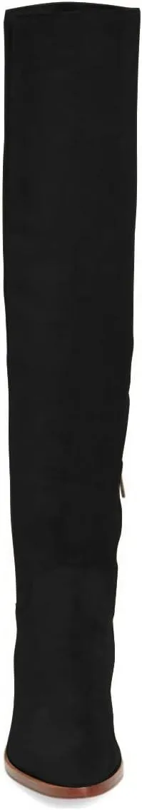 YDN Women Round Toe Knee High Boots Comfy Flat Heel Riding Boots V Cut Side Zipper Casual Office Shoes Size 4-15 US