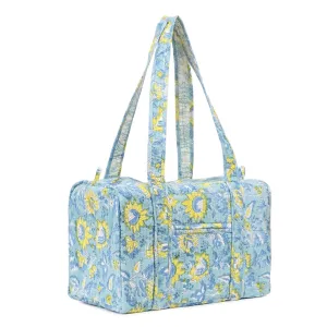 YELLOW ALGAE  HAND BLOCK PRINTED QUILTED TRAVEL MICRO DUFFLE BAG