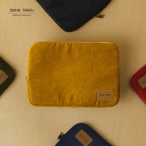 Yellow Corduroy Fabric Laptop Sleeve