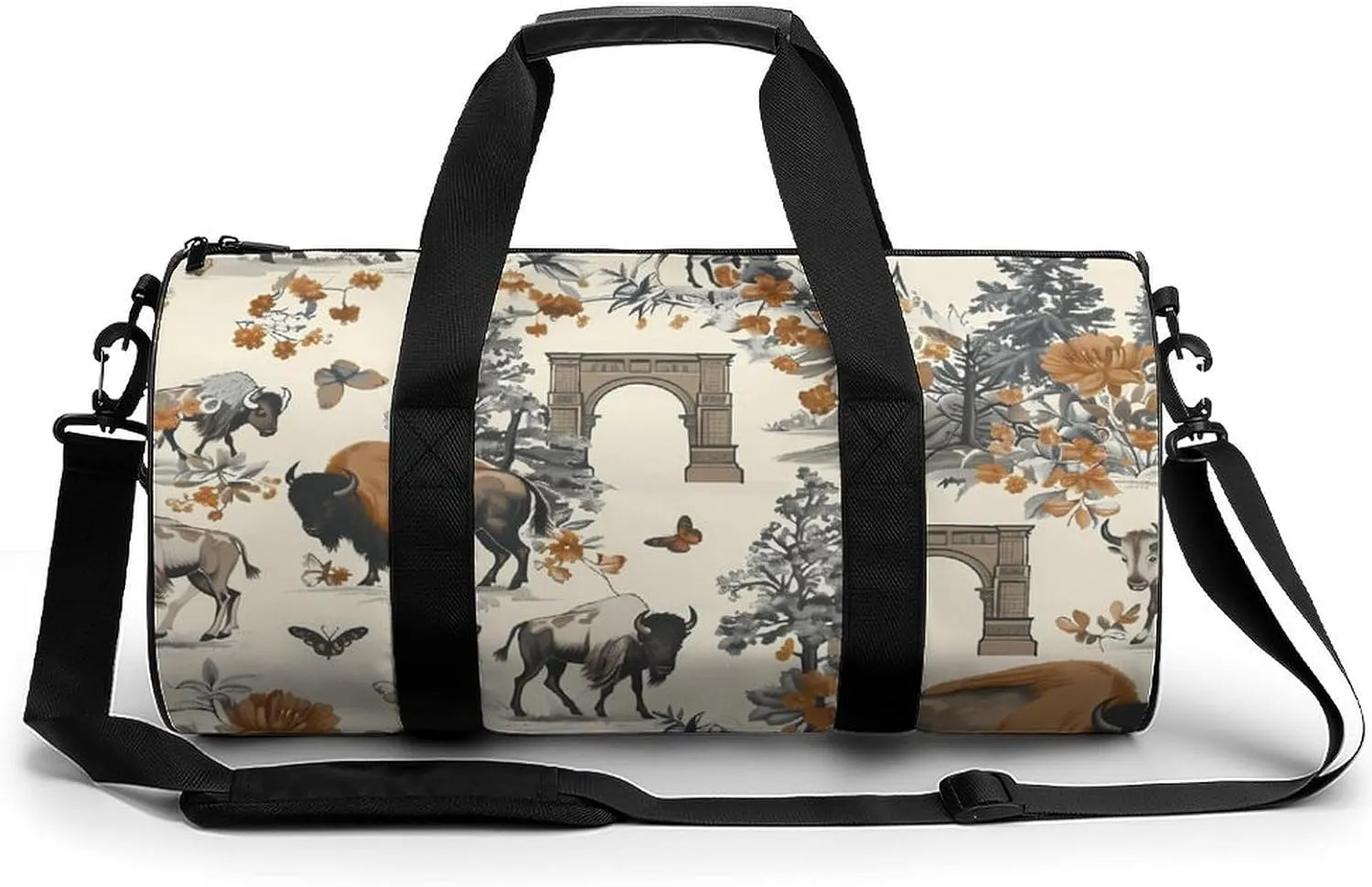 Yellowstones National Park Bison Gym Bag for Women Men Travel Duffle Bag Carry on Weekender Tote Bag Lightweight