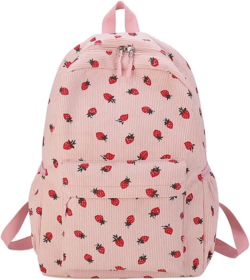 YFGBCX Cute Strawberry Backpack Kawaii Aesthetic Backpack College Laptop Backpack for Women Fashion Travel Daypack