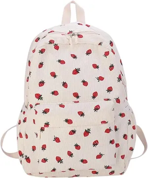 YFGBCX Cute Strawberry Backpack Kawaii Aesthetic Backpack College Laptop Backpack for Women Fashion Travel Daypack
