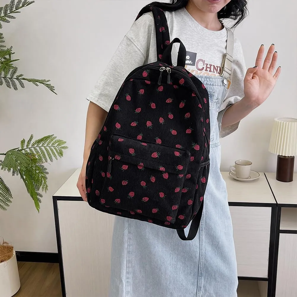 YFGBCX Cute Strawberry Backpack Kawaii Aesthetic Backpack College Laptop Backpack for Women Fashion Travel Daypack