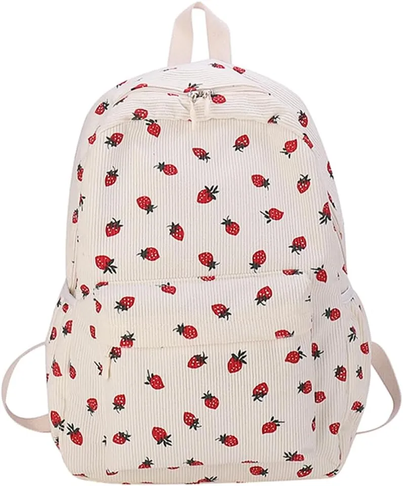 YFGBCX Cute Strawberry Backpack Kawaii Aesthetic Backpack College Laptop Backpack for Women Fashion Travel Daypack