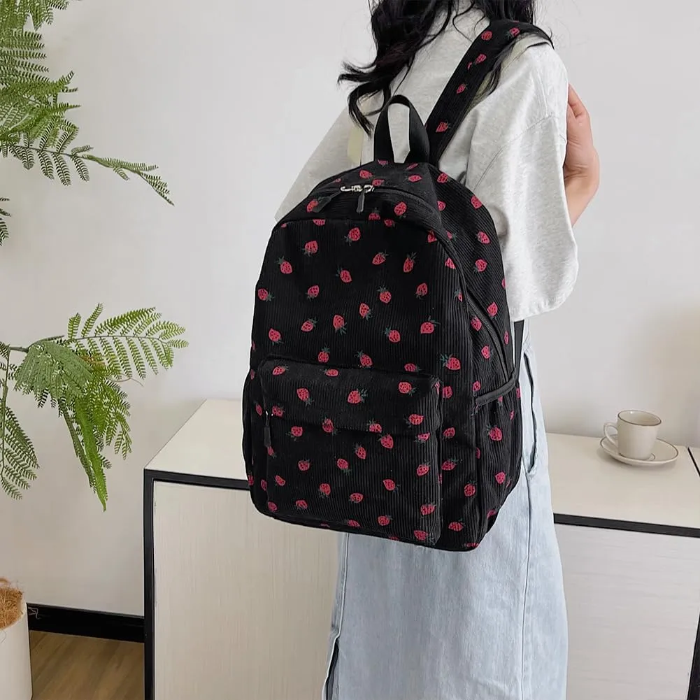 YFGBCX Cute Strawberry Backpack Kawaii Aesthetic Backpack College Laptop Backpack for Women Fashion Travel Daypack