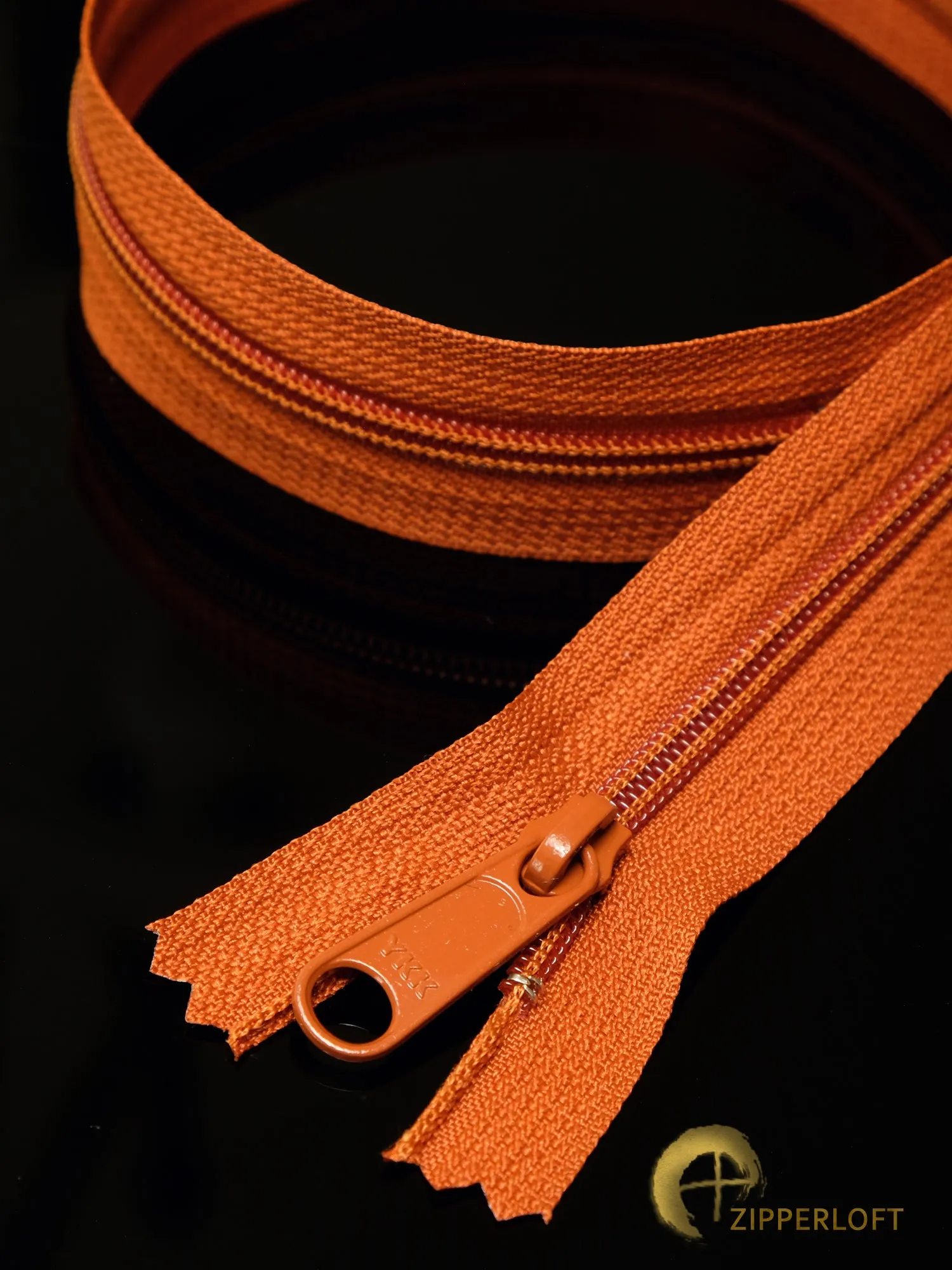 YKK #4.5 Heavy Duty Nylon Coil Purse Zipper (16/20/24") - 102 Burnt Orange