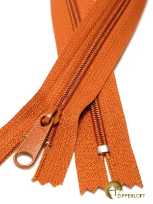 YKK #4.5 Heavy Duty Nylon Coil Purse Zipper (16/20/24") - 102 Burnt Orange