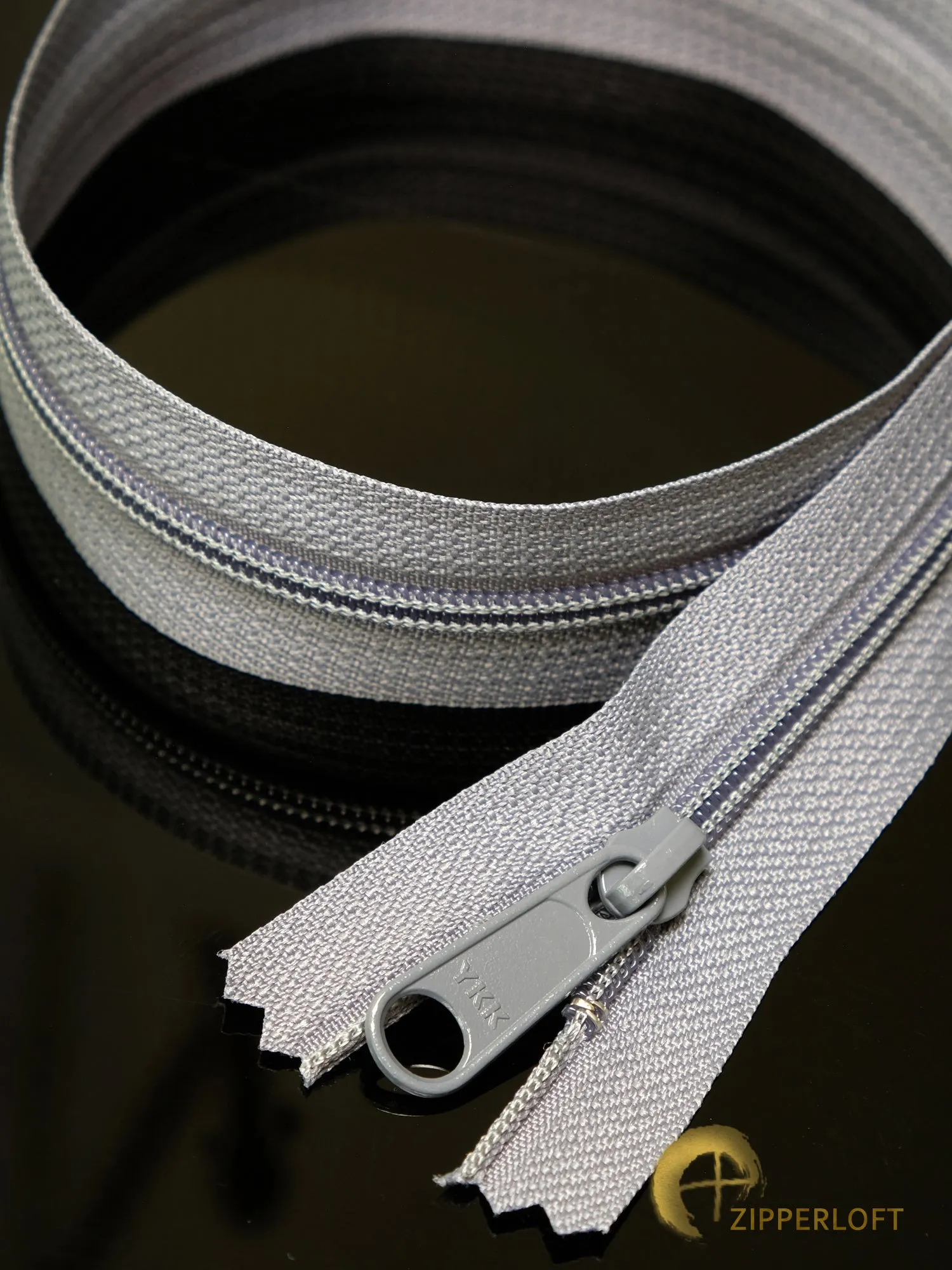 YKK #4.5 Heavy Duty Nylon Coil Purse Zipper (8/16/20/24/32") - 578 Granite Grey