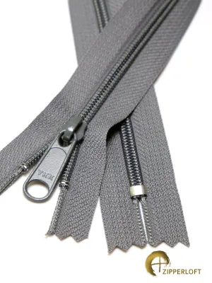 YKK #4.5 Heavy Duty Nylon Coil Purse Zipper (8/16/20/24/32") - 578 Granite Grey