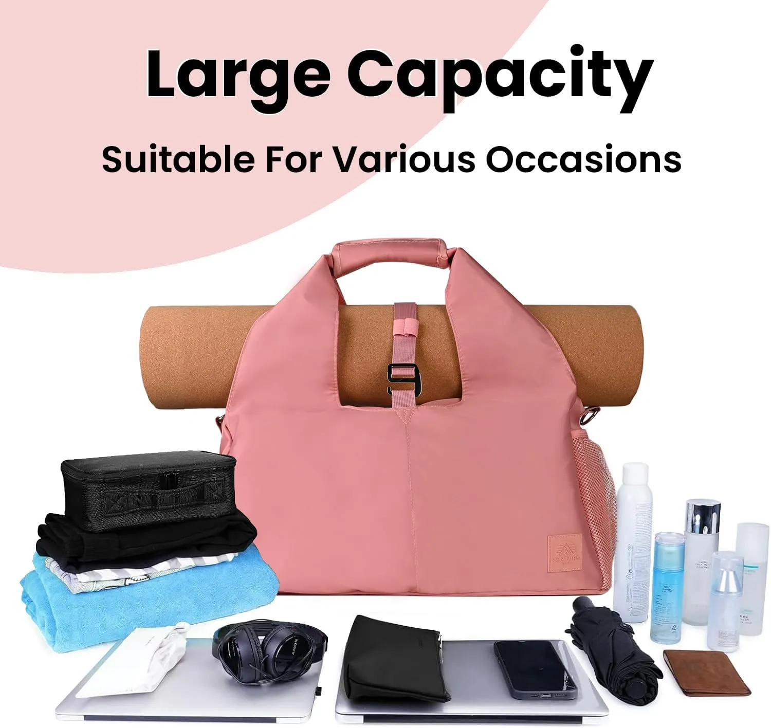 Yoga Bag for Women, Carryall Polyester Yoga Gym Bag Tote Bag for Pilates Bag Shoulder for Travel Office Beach Workout