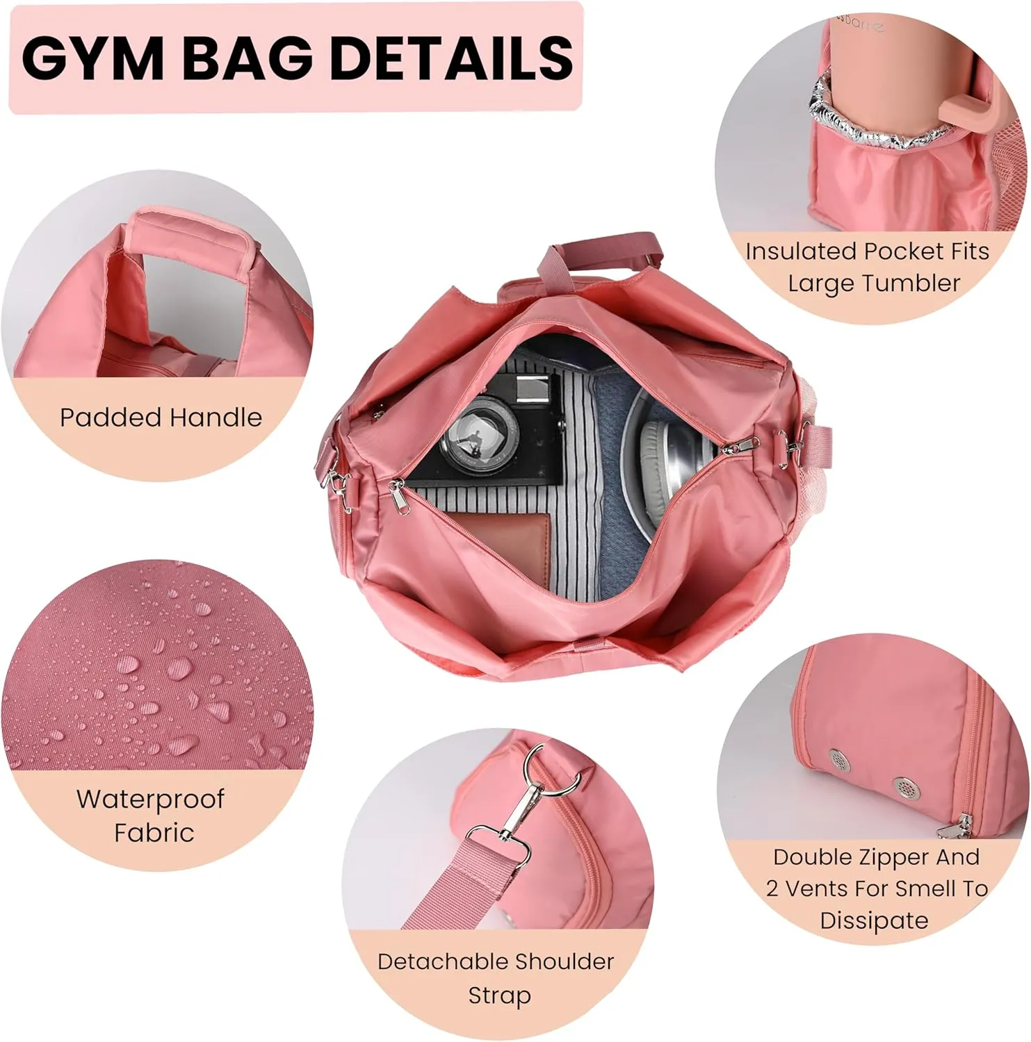 Yoga Bag for Women, Carryall Polyester Yoga Gym Bag Tote Bag for Pilates Bag Shoulder for Travel Office Beach Workout