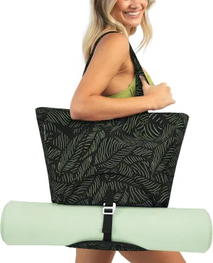 Yoga Bags for Women with Large Pocket Pilates Tote Bag for Gym Beach Workout - Fits Water Bottles and All Size Mats
