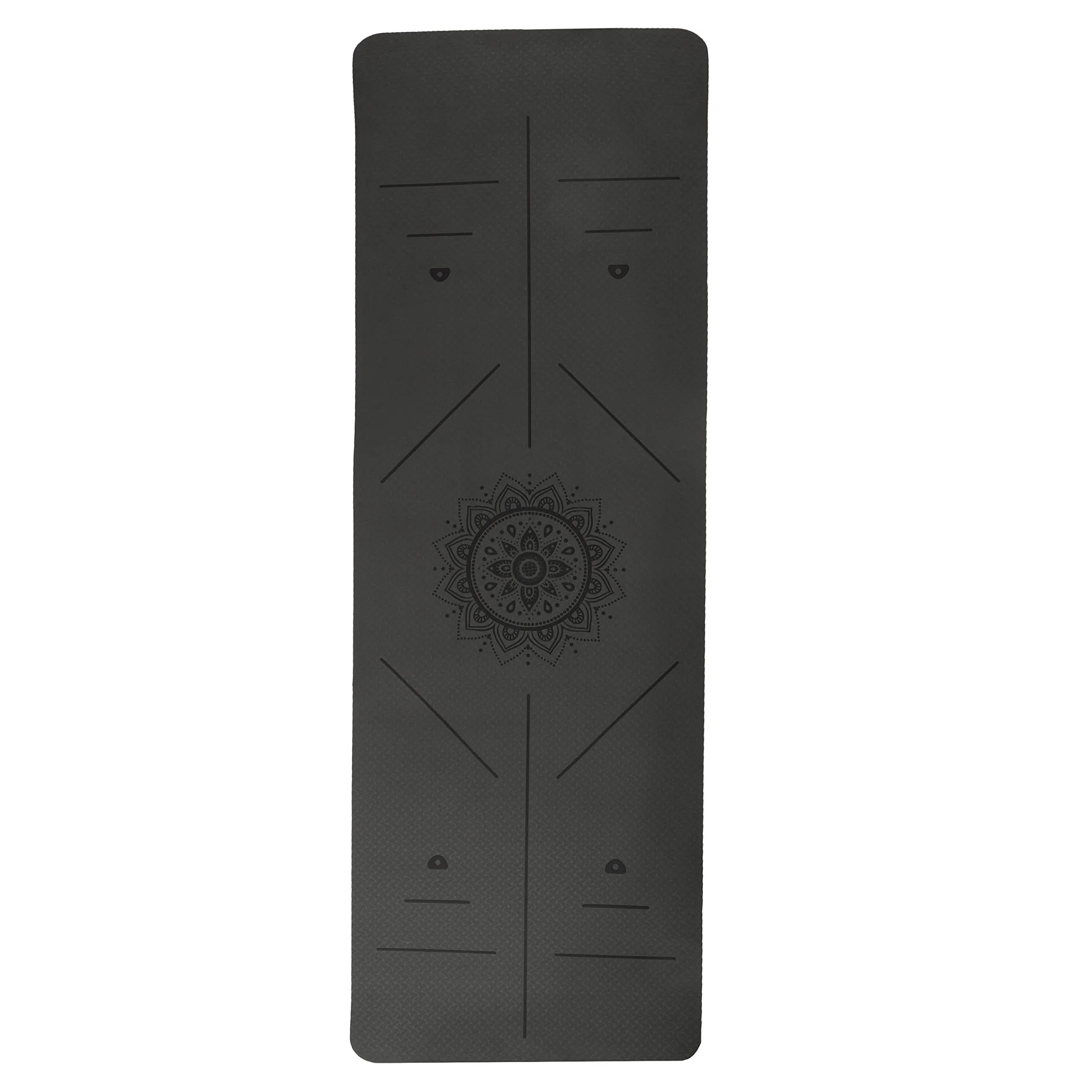 Yoga Mat with Alignment Marks - Lightweight Exercise Mat with Carry Strap for Home Workout or Travel by Wakeman Outdoors (Gray and Green)