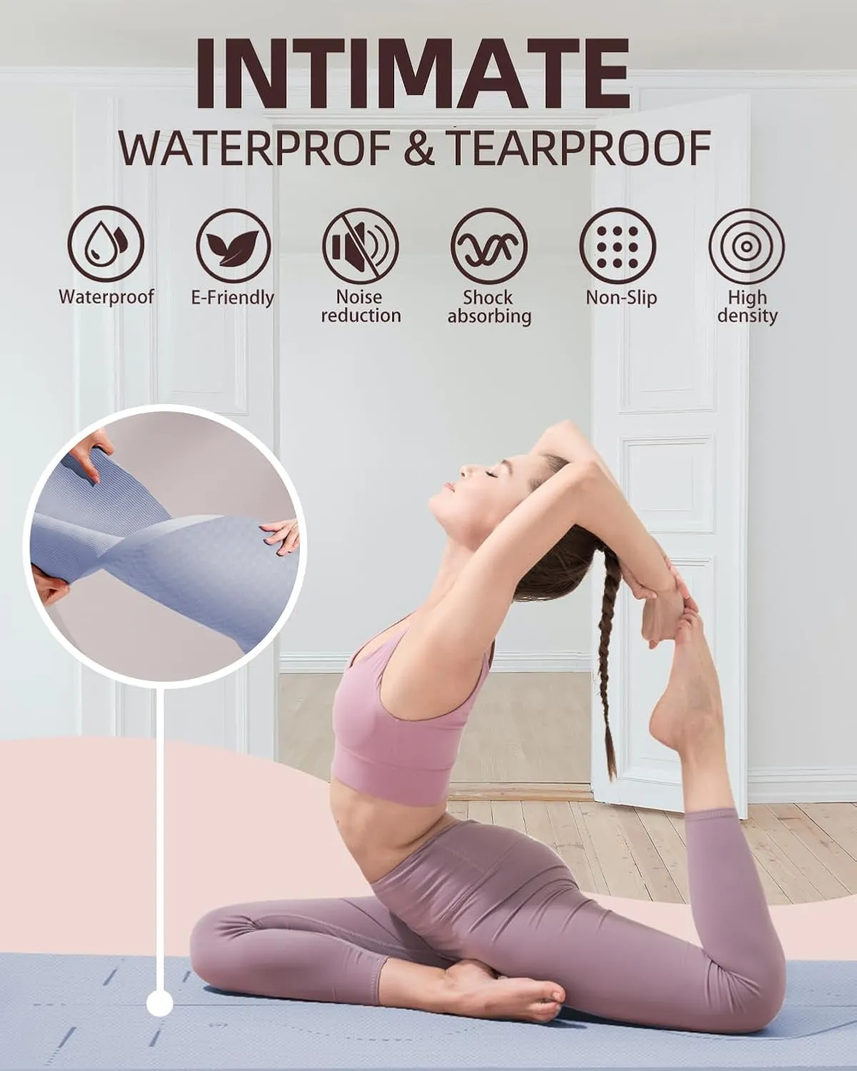 YOTTOY Yoga Mat, 72"x 32"x1/3" Extra Wide Non-Slip Exercise Fitness Yoga Mats,Eco-Friendly TPE Exercise Mats for Women Men Home Workout with Strap Bag