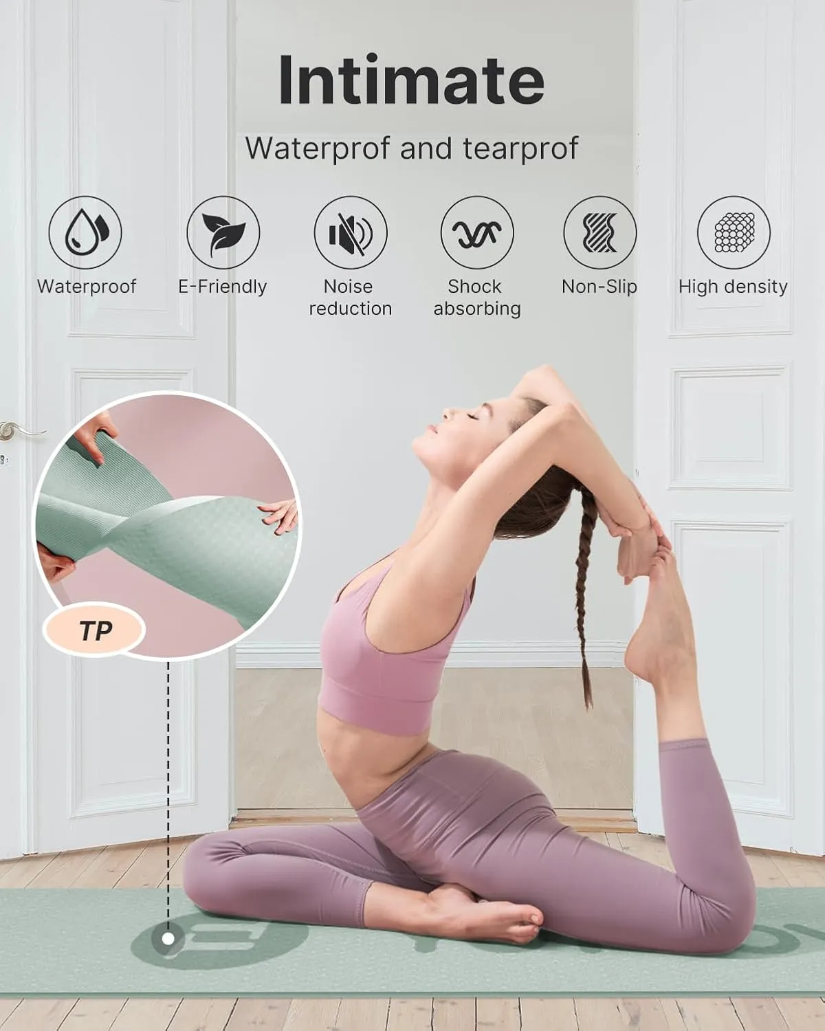 YOTTOY Yoga Mat, 72"x 32"x1/3" Extra Wide Non-Slip Exercise Fitness Yoga Mats,Eco-Friendly TPE Exercise Mats for Women Men Home Workout with Strap Bag