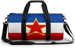 Yugoslavia National Country Flag Print Gym Sport Bag Travel Duffel Bags Weekender Carry on Tote Bags for Women Men