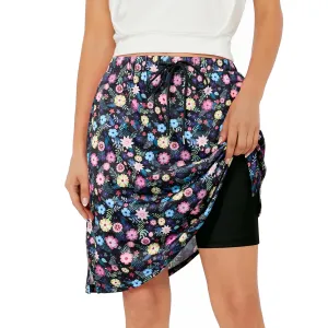 Zando Skorts for Women Dressy Casual Knee Length Skirts for Women with Pockets Athletic Drawstring Skirt Golf Tennis